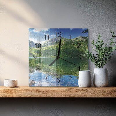 Orologio quadrato in vetro Lago di montagna