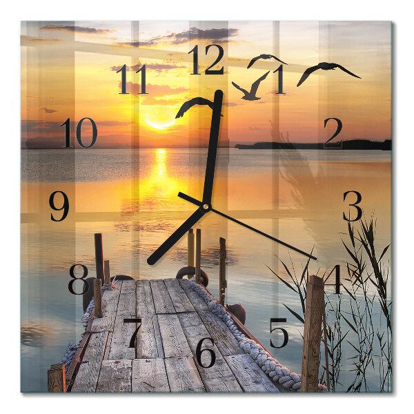 Orologio quadrato in vetro Ponte sul lago