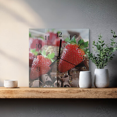 Quadrato orologio in vetro decorativo Fragole