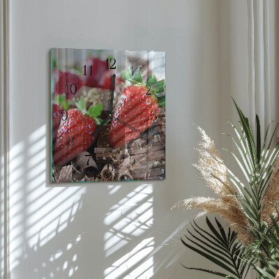 Quadrato orologio in vetro decorativo Fragole