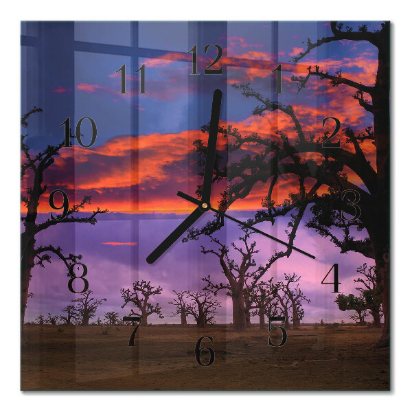 Quadrato orologio in vetro decorativo Alberi
