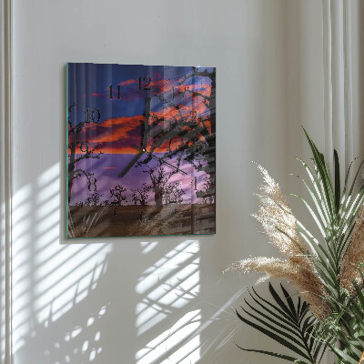 Quadrato orologio in vetro decorativo Alberi