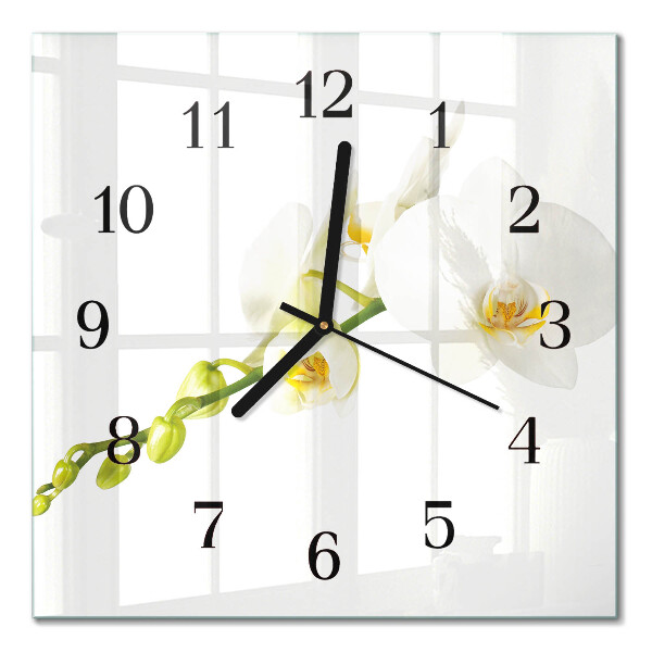 Orologio quadrato in vetro Orchidea