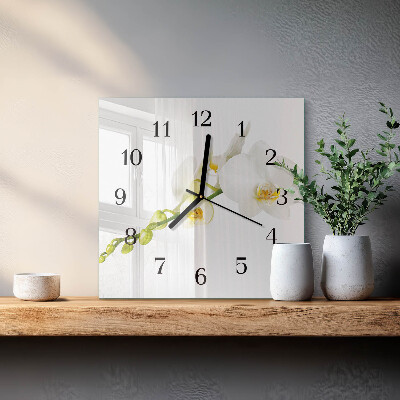 Orologio quadrato in vetro Orchidea