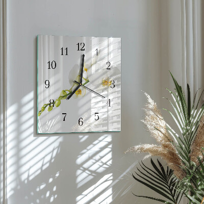 Orologio quadrato in vetro Orchidea