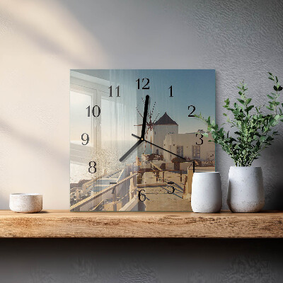 Quadrato orologio da parete Santorini