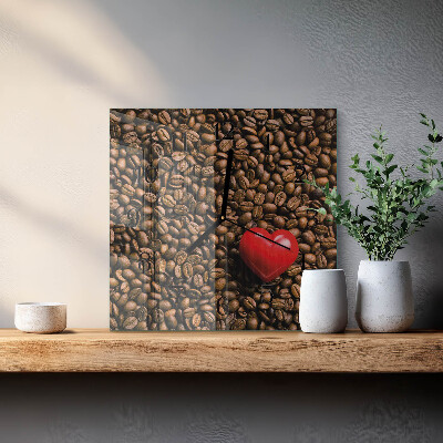 Quadrato orologio in vetro decorativo Chicchi di caffè