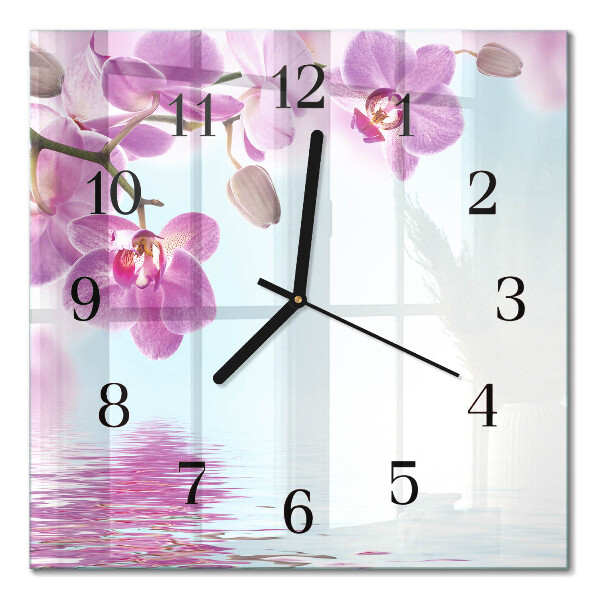 Orologio quadrato in vetro Orchidea