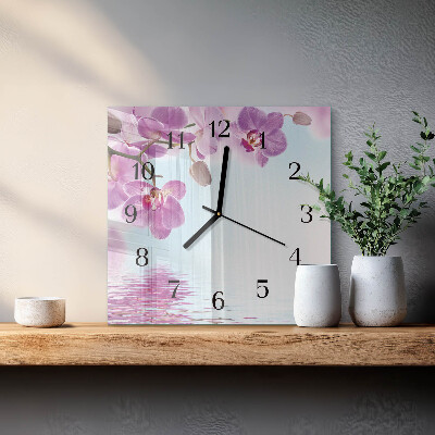 Orologio quadrato in vetro Orchidea