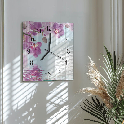 Orologio quadrato in vetro Orchidea