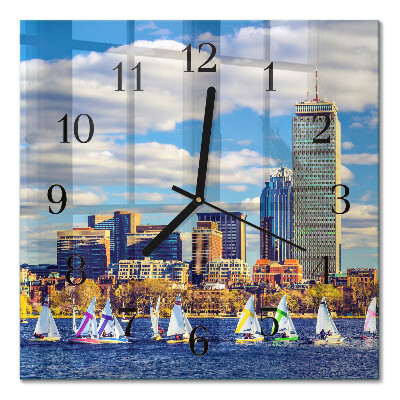 Orologio quadrato in vetro Barche a vela