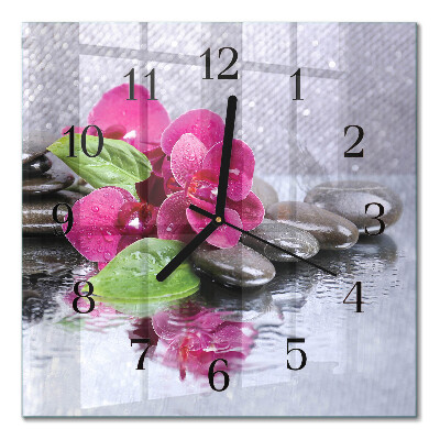 Quadrato orologio da parete Orchidea