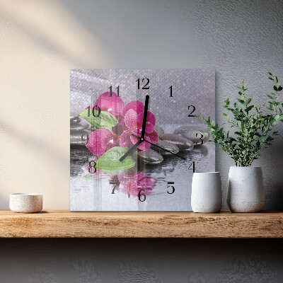 Quadrato orologio da parete Orchidea