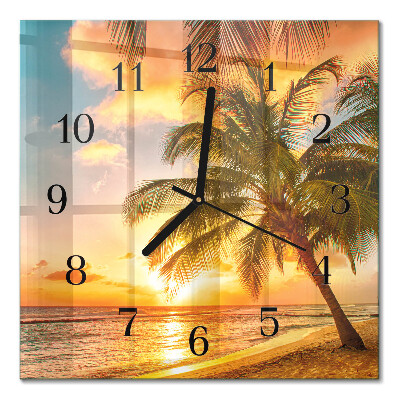 Quadrato orologio in vetro decorativo Tramonto
