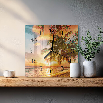 Quadrato orologio in vetro decorativo Tramonto