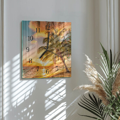 Quadrato orologio in vetro decorativo Tramonto
