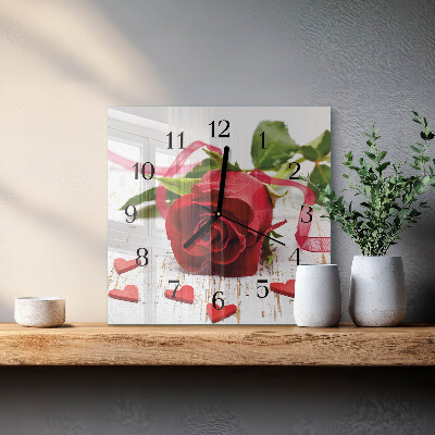 Orologio quadrato in vetro Rosa