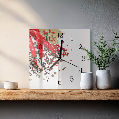 Quadrato orologio da parete Pepe rosso