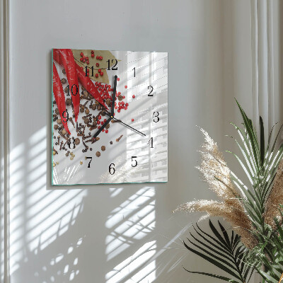 Quadrato orologio da parete Pepe rosso