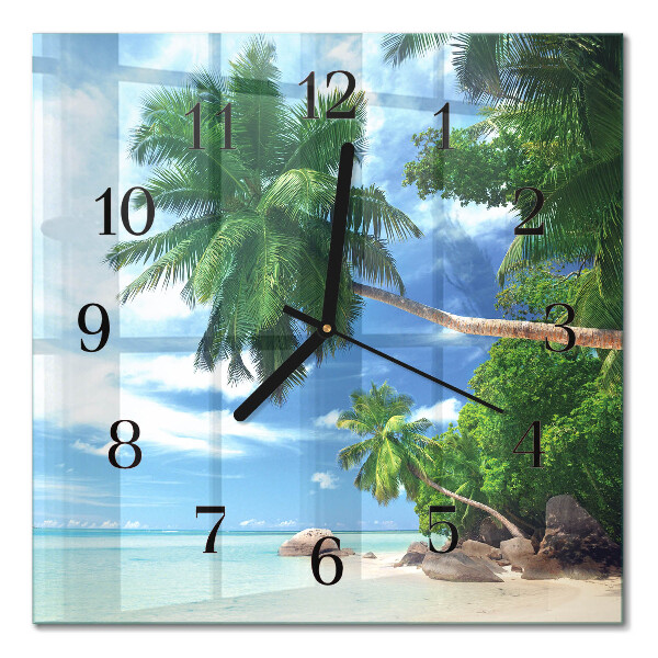 Quadrato orologio in vetro decorativo Palme