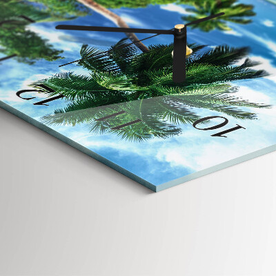 Quadrato orologio in vetro decorativo Palme