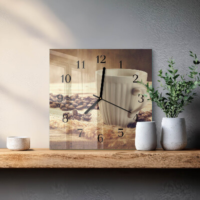 Quadrato orologio da parete Caffè