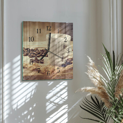 Quadrato orologio da parete Caffè