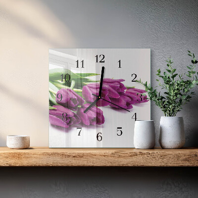 Orologio quadrato Tulipani