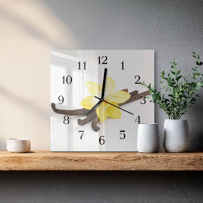 Quadrato orologio in vetro decorativo Orchidea di vaniglia