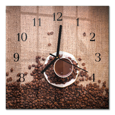Quadrato orologio da parete Chicchi di caffè