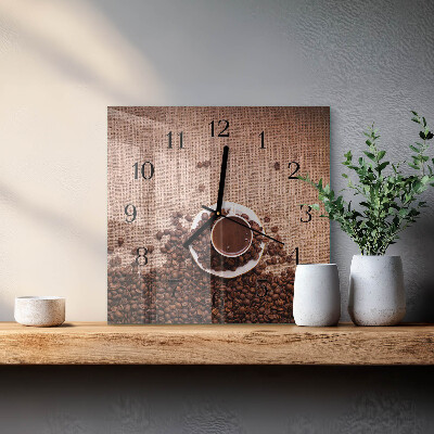 Quadrato orologio da parete Chicchi di caffè