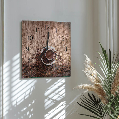 Quadrato orologio da parete Chicchi di caffè