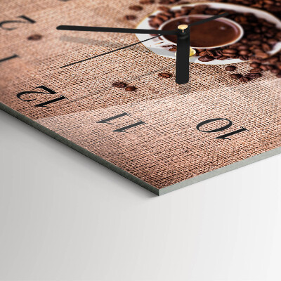 Quadrato orologio da parete Chicchi di caffè