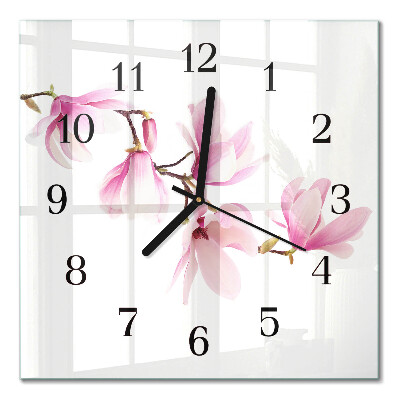 Quadrato orologio in vetro decorativo Magnolia