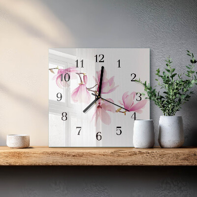 Quadrato orologio in vetro decorativo Magnolia