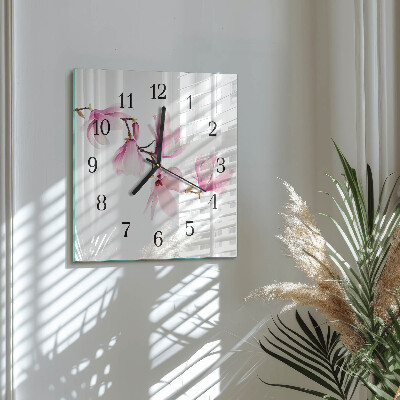 Quadrato orologio in vetro decorativo Magnolia