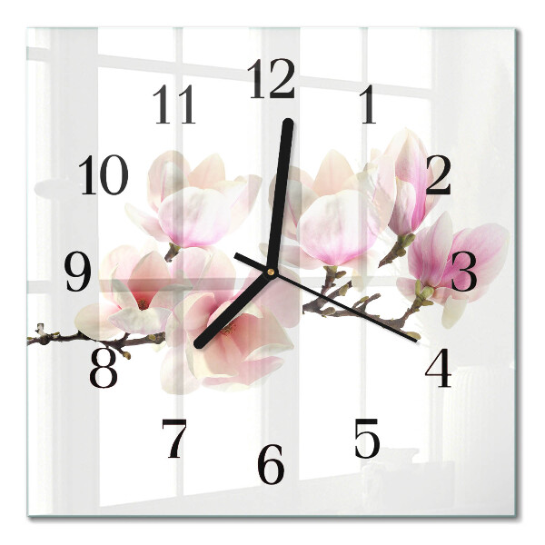 Quadrato orologio in vetro decorativo Magnolia