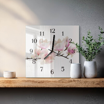 Quadrato orologio in vetro decorativo Magnolia