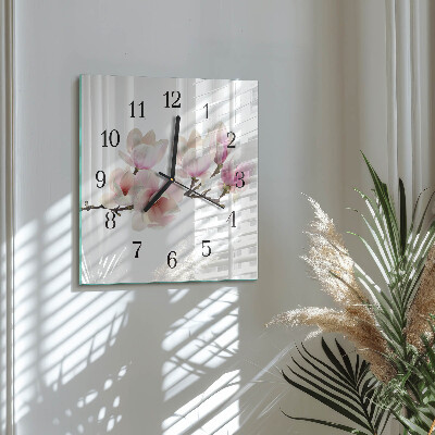 Quadrato orologio in vetro decorativo Magnolia