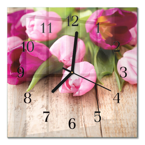 Quadrato orologio in vetro decorativo Tulipani