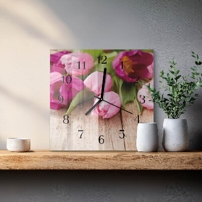 Quadrato orologio in vetro decorativo Tulipani