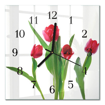 Quadrato orologio da parete Tulipani