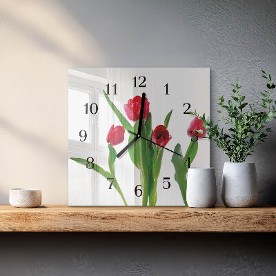 Quadrato orologio da parete Tulipani