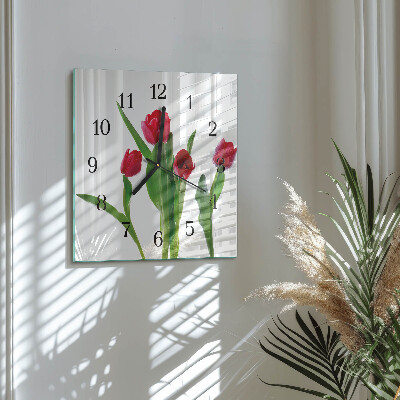 Quadrato orologio da parete Tulipani