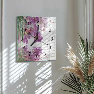 Orologio quadrato in vetro Farfalle