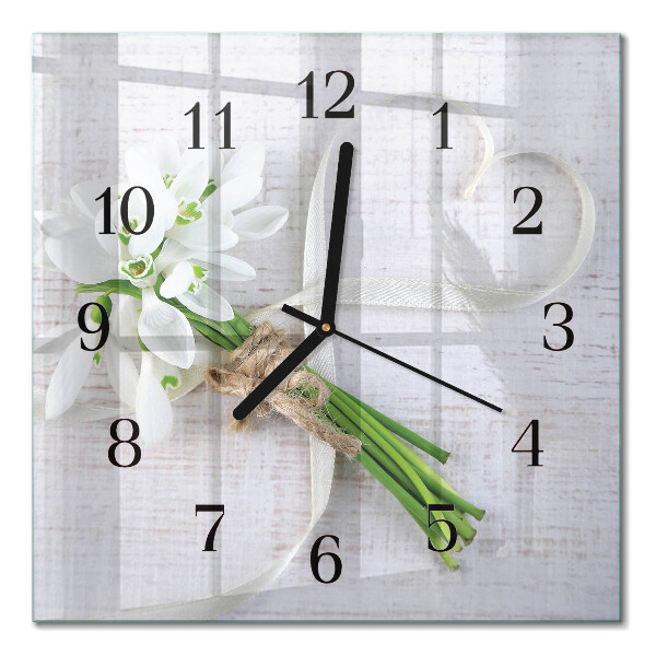 Orologio quadrato in vetro Un mazzo di fiori