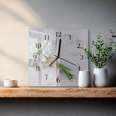 Orologio quadrato in vetro Un mazzo di fiori