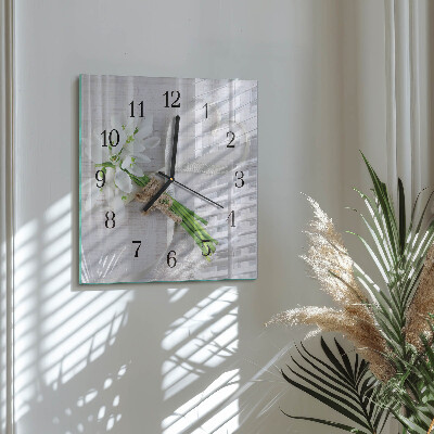 Orologio quadrato in vetro Un mazzo di fiori