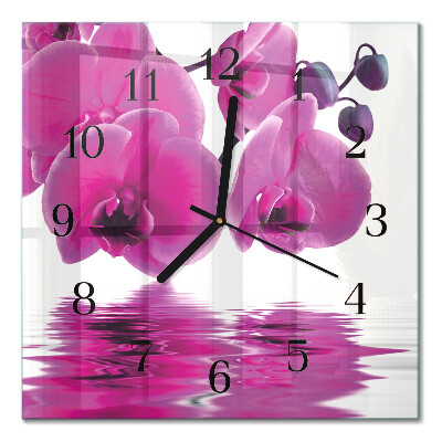 Quadrato orologio in vetro decorativo Orchidea