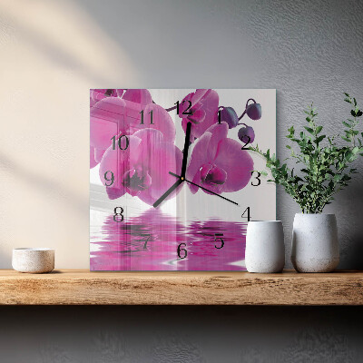 Quadrato orologio in vetro decorativo Orchidea